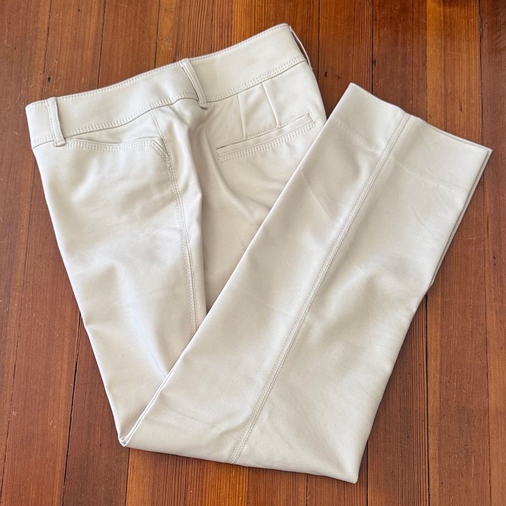 White House Black Market Cream Slim Ankle Perfect Form Pants size 2R EUC
